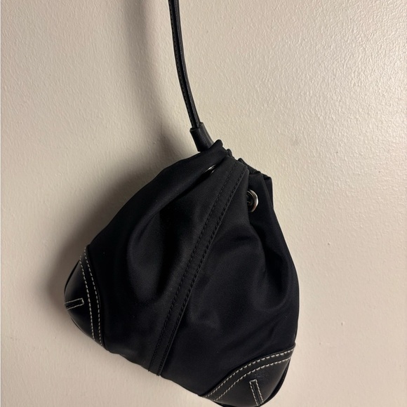 COACH Mini Drawstring Signature Nylon & Leather Coin Pouch Purse - Picture 3 of 9